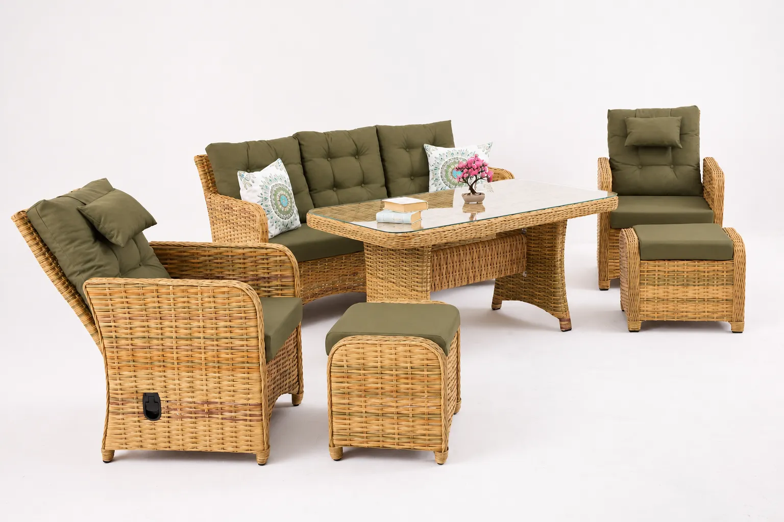 Puflu Rattan Görünümlü Oturma Grubu — ürün fotoğrafı 1