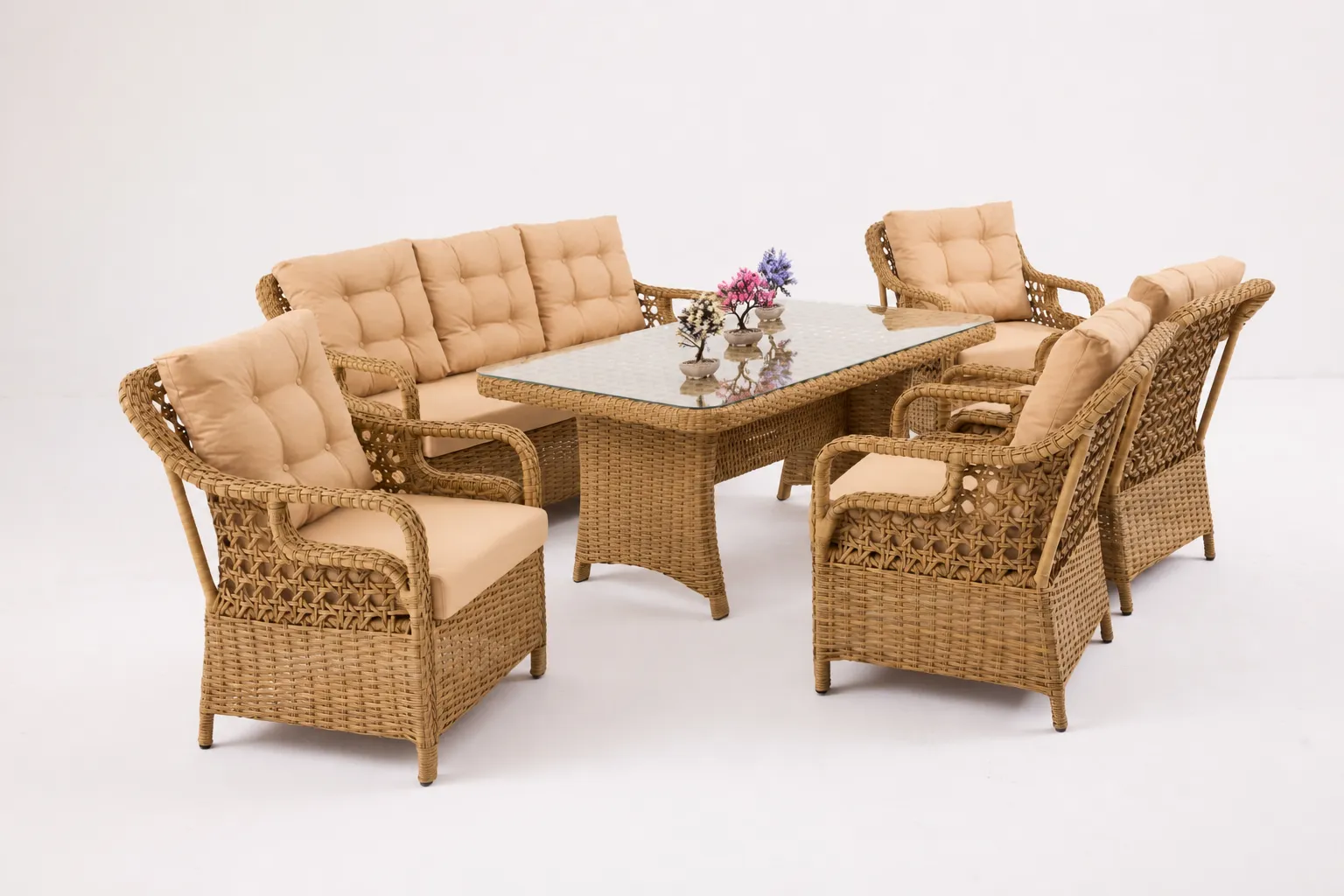 Klasik Rattan Görünümlü Oturma Grubu — ürün fotoğrafı 1
